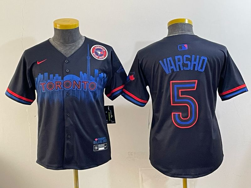 Youth 2025 Nike Toronto Blue Jays #5 Varsho Blue Game MLB Jersey 04